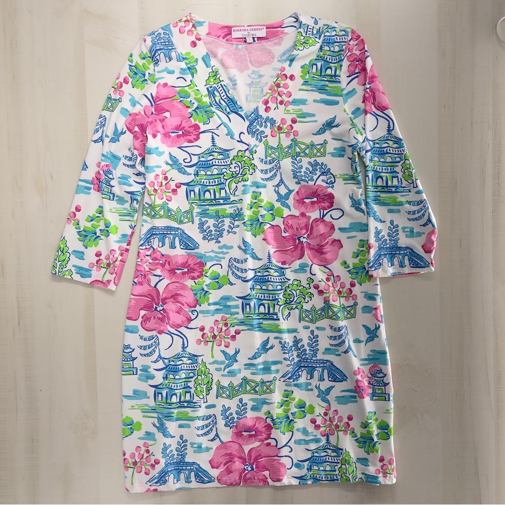 BARBARA GERWIT by Tabitha printed summer dress preppy soft thin casual L - Picture 2 of 8